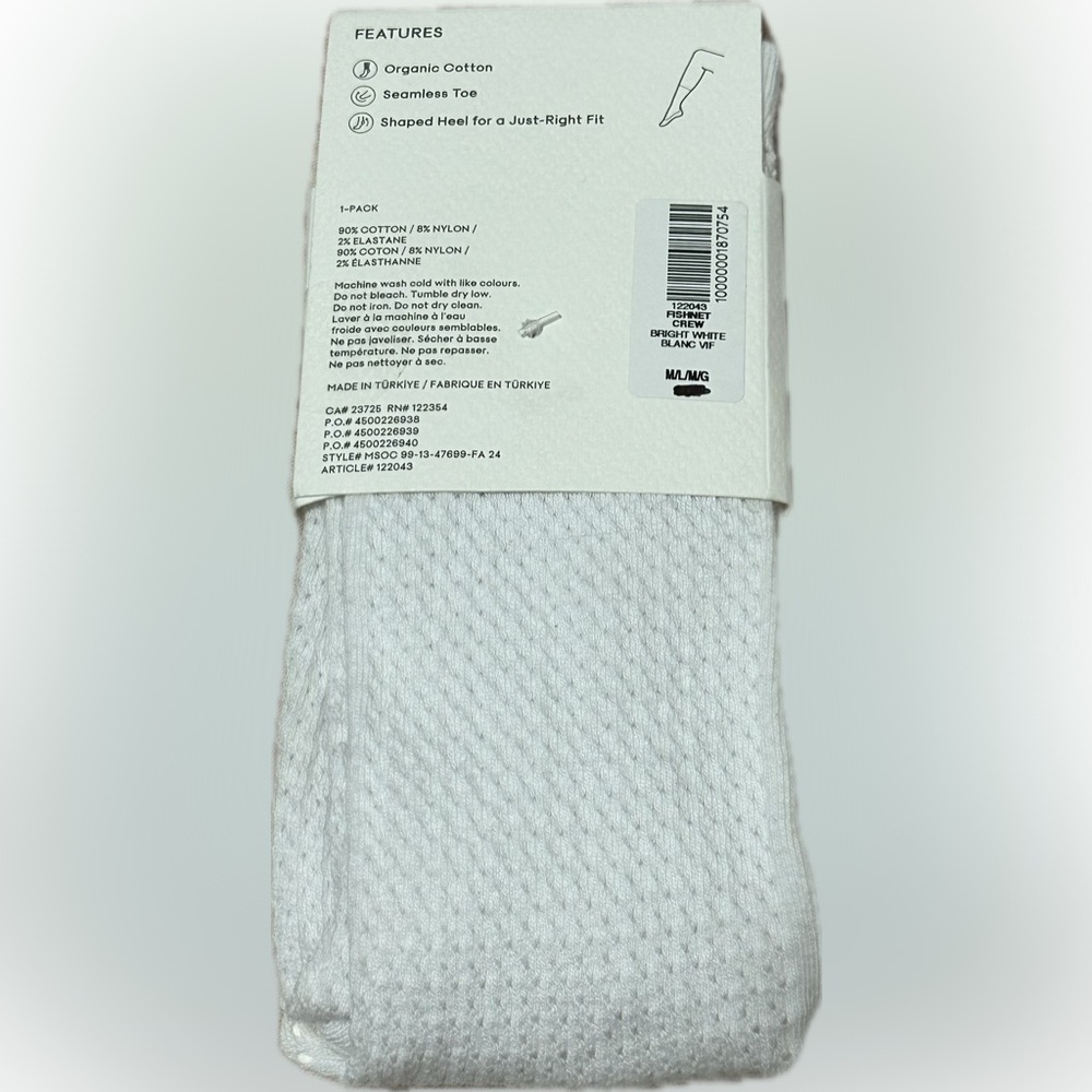 Aritzia Fishnet Crew Sock | Bright White - Picture 4 of 5